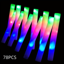 78pcs, 34CM3LED Fluorescent Rod, Foam Flash Rod Batch, Three Modes of Flash LED Light Rod Flash Party Supplies in the Dark,