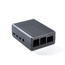 (Grey) Aluminum Alloy Heat Dissipation Protective Case for Raspberry Pi 4B