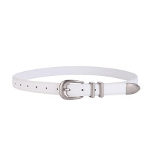 Modieuze dames leren riem met antieke afwerking metalen-Wit
