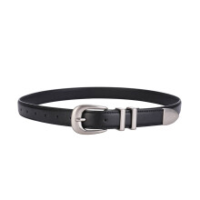 Ceinture occidentale en cuir véritable pour femmes, boucles-Noir