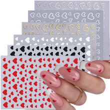 Valentines Nail Decals with Red Heart Designs Valentines Day