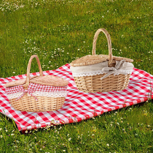 Wicker Basket with Handle for Camping Picnic Storage 2