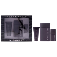 Midnight Perry Ellis Men 3 Pc Gift Set 3.4oz EDT, Mini, 1.7oz Gel