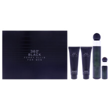 360 Black Perry Ellis Men 4 Pc Gift Set 3.4oz EDT, Mini, Balm, Gel