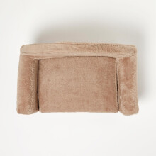 (Large - 59 x 36 x 29 cm) Small Plush Fold Out Sofa Pet Bed - Beige