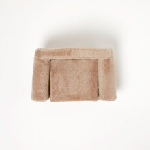 (Small - 44 x 28 x 25 cm) Small Plush Fold Out Sofa Pet Bed - Beige