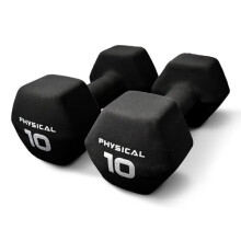 Physical 2 x 10kg Neo Hex Dumbbells - Black - Weights for Body Toning, Cardio and Strength Training