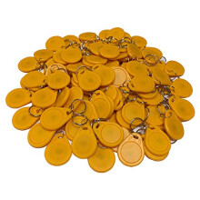 (pack of 100) HFeng 13.56MHz RFID Access Control Keyfobs Proximity MF 1k Keychains Smart IC Keycard for Door Home System nfc token tag (Yellow)