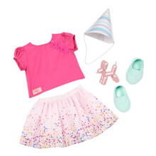 Our Generation – 18-Inch Doll Clothes – Birthday Outfit – Confetti – Print Skirt & Poodle Balloon Animal – Pretend Play 3+ Years– It's