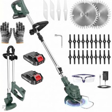 21V Cordless Strimmer, 750W Grass Trimmer with 2 x 2000mAh Batteries & Charger, Lightweight Foldable Garden Strimmer with 26 Blades for Lawn Edging,