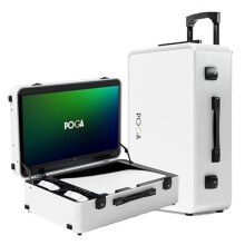 POGA Lux White - Gaming Case (compatible with Playstation 5), Portable Console Travel Case incl. Trolley and 24‘‘ AOC Gaming Monitor - White (V2 -
