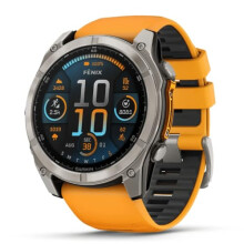 GARMIN Fenix 8-51 MM, AMOLED, Sapphire Titanium with SPARKORANGE/Graphite Silicone Band