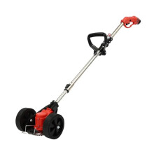 200W Cordless Grass Trimmer 12000R/min Battery Powered Grass Trimmer Foldable Lithium Mower with Wheels Suitable for Lawn Care and Yard Work (Red)