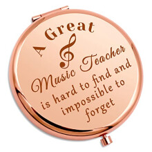 Gevody Music Teacher Gift Compact Makeup Mirror, Rose Gold, 2.6 Inch Round, Foldable, Portable, Perfect for Travel or Home Use