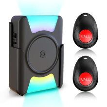 CallToU Personal Alarms for Elderly Wireless Caregiver Pager 2 Waterproof Low Battery Alert Call Bell Nurse Call System 1 Vibrating Colorful Flashing