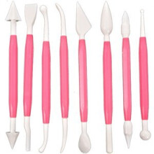 AKORD Cake Decorating Sugarcraft Modelling Tools Kit 8 Pieces Pink