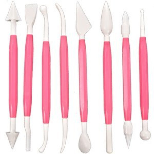 AKORD Cake Decorating Sugarcraft Modelling Tools Kit 8 Pieces Pink