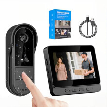 Pak2iaa Wireless Video Doorbell Camera with 4.3 Inch IPS Monitor, 1080P HD Video, 170 Wide Angle, Two Way Audio, Night Vision, IP65 Waterproof, No