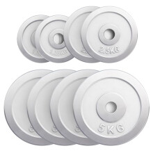 GORILLA SPORTS Weight Plates - 1,25kg, 2kg, 2,5kg, 5kg, 10kg, 15kg, 20kg, 25kg, 30kg, Single or Set, 30mm, Chrome - Weight Discs, Dumbbell Barbell