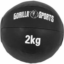 GORILLA SPORTS Medicine Ball - 1kg, 2kg, 3kg, 4kg, 5kg, 6kg, 7kg, 8kg, 9kg, 10kg, Single or Set, No Bounce, Leather, Black - Weighted Slam Ball, Gym