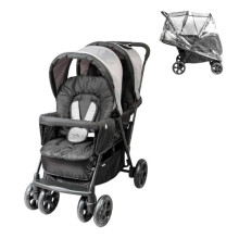 Poussette Double BAMBISOL - Toute équipée - Habillage pluie inclus - Pliage facile