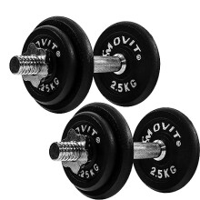 MOVIT Dumbbell PRO Set, cast iron dumbbell, 2x 10kg, bar 30mm standard, knurled handle, star locks, dumbbell set dumbbell set weights