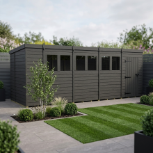 19x6 Pent Composite Shed Tanalised (Single Door, With Windows)