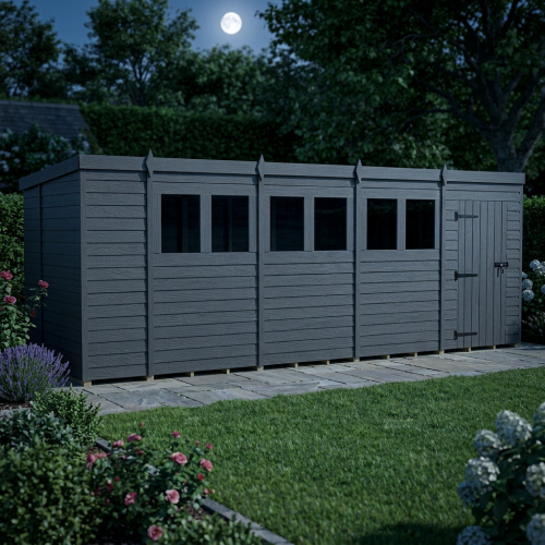 19x6 Pent Composite Shed Tanalised (Single Door, With Windows) 2