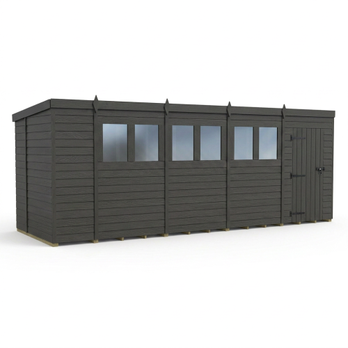 19x6 Pent Composite Shed Tanalised (Single Door, With Windows) 1