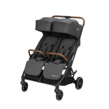 Bebeconfort Mane, Twin Pram, 0+ up to 22kg, Automatic Fold, Lie-Flat Seat, Pivotable Bumper Bars, 5-Point Harness, Mesh Window, Included Rain Cover,