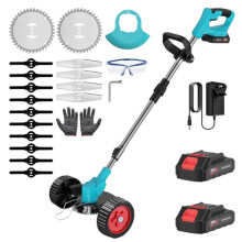 Cordless Grass Strimmer, 21V Strimmer Cordless with 2 X 2000mAh Battery and Charger, 3 Types 16 Blades, Garden Trimmer Telescopic Lightweight with