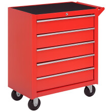 Rolling Tool Cabinet, Steel Garage Storage, 69L, Red