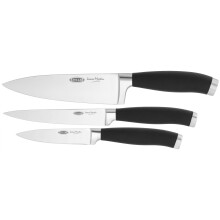 Stellar James Martin Kitchen Knife Set Block Carbon Stainless Steel, Razor Sharp Blades, Anti-Slip Handles (Set of 3 Cook's Knives)