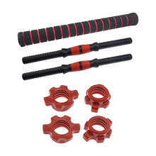 eMagTech 1 Pair Dumbbell Bars with Jointing Bar Nuts Plastic Steel Black Red for Warm Ups Sports Workouts Fitness Gym Barbells Arms Shoulder Abdominal