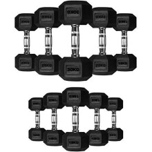TNP Accessories Rubber Hexa Hex Dumbbells (Pair) Weight Set Solid Dumbbell (28KG)