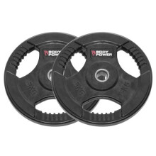 BODYPOWER 5Kg Rubber Encased Tri Grip Standard Weight Plates (x2)