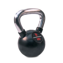 BODYPOWER 10kg Black Rubber Coated Kettlebell with Chrome Handle