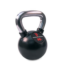 BODYPOWER 16kg Black Rubber Coated Kettlebell with Chrome Handle