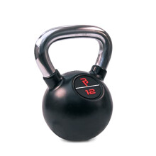 BODYPOWER 12kg Black Rubber Coated Kettlebell with Chrome Handle