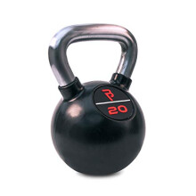 BODYPOWER 20kg Black Rubber Coated Kettlebell with Chrome Handle