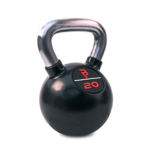 BODYPOWER 20kg Black Rubber Coated Kettlebell with Chrome Handle