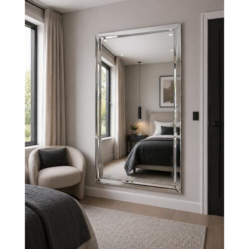 MirrorOutlet Frameless Bevelled Large Leaner Modern Wall Mounted Mirror 172 x 111cm Rectangle