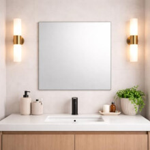 Bathroom Square Frameless Wall Mirror 70 x 70cm – Modern Wall Mounted Vanity Mirror – Large Contemporary Mirror – Polished Edge