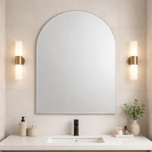 Bathroom Arched Frameless Mirror 100 x 70cm – Modern Wall Mounted Arch Mirror – Large Contemporary Vanity Mirror – Polished Edge, Portrait