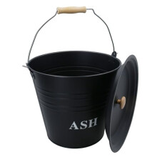 AB Tools Metal 12 Litre Cap Ash Bucket with Lid Fireplace Fireside Bin Scuttle Holder Coal