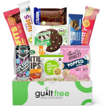 GuiltFree Vegan Protein Hamper – 10 High-Protein Plant-Based Snacks | Healthy Vegan Gift Box for Fitness Lovers | Energy Bars, Cookies & Crunchy