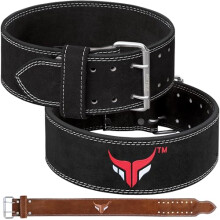 Mytra Fusion power weight lifting belt L4 weight training leather belt power belts for squats workout (Black, X-Large)