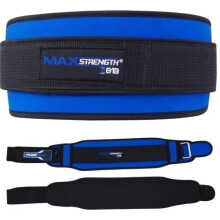 MAXSTRENGTH Weightlifting Belt Neoprene Padded Back Lumbar Support Belt Home Gym Training Bodybuilding Powerlifting Exercise Workout Belt (S/M, Blue)