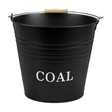 Flatro Coal Bucket for Fireplaces | (Pack of 1) 12L Metal Bucket for Hot Ashes (with Wooden Handle) | Does the Job Well for Coal, Wood, Ashes,