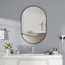 AVC Designs Oval Mirror, Wall Mounted Mirror Horizontal or Vertical for Makeup Bathroom, Bedroom, Living Room, Dressing Room, Black (Black, 70L x 50W
